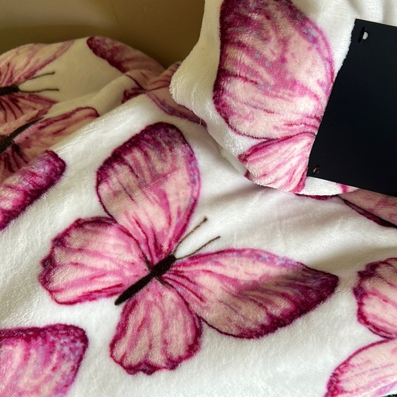 RACHEL Rachel Roy Butterfly 🦋 Throw Pink Purple & White NEW! - Picture 4 of 9